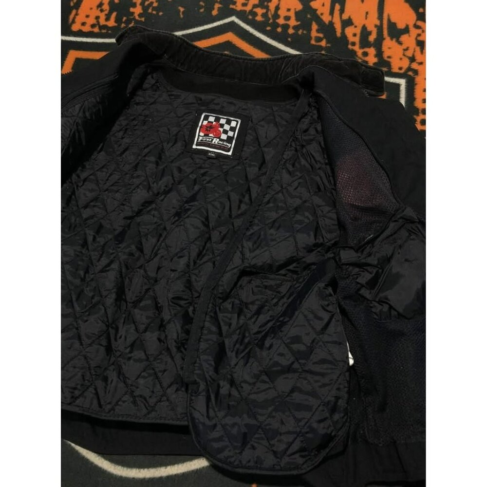 VTG 90s Riding Jacket 2XL Men With Armor, Removable Lining, FIRST RACING - Picture 4 of 6